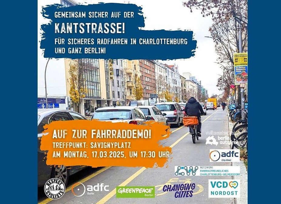 Sharepic 5. Fahrraddemo auf der Kantstraße