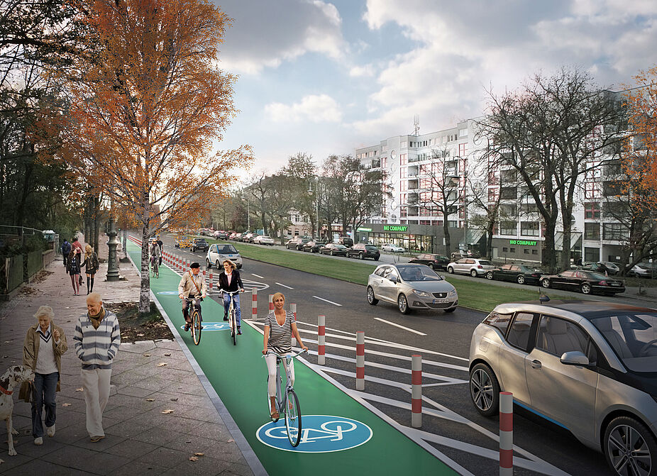 Visualisierung Protected Bike Lanes in Berlin ADFC erklärt: „Protected Bike Lanes“ – Radfahren mit Schutz und Komfort