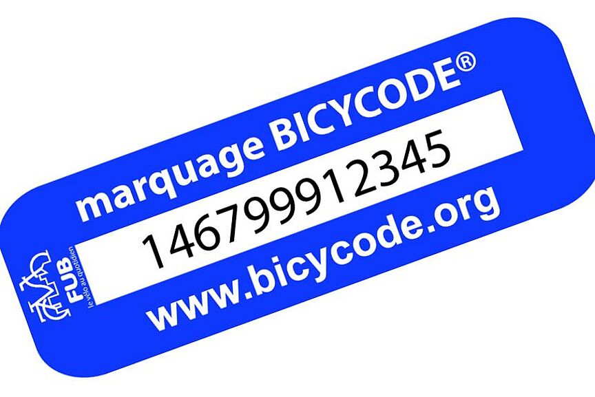 Codierung Frankreich  Bild einer französischen Fahrradcodierung mit Code.